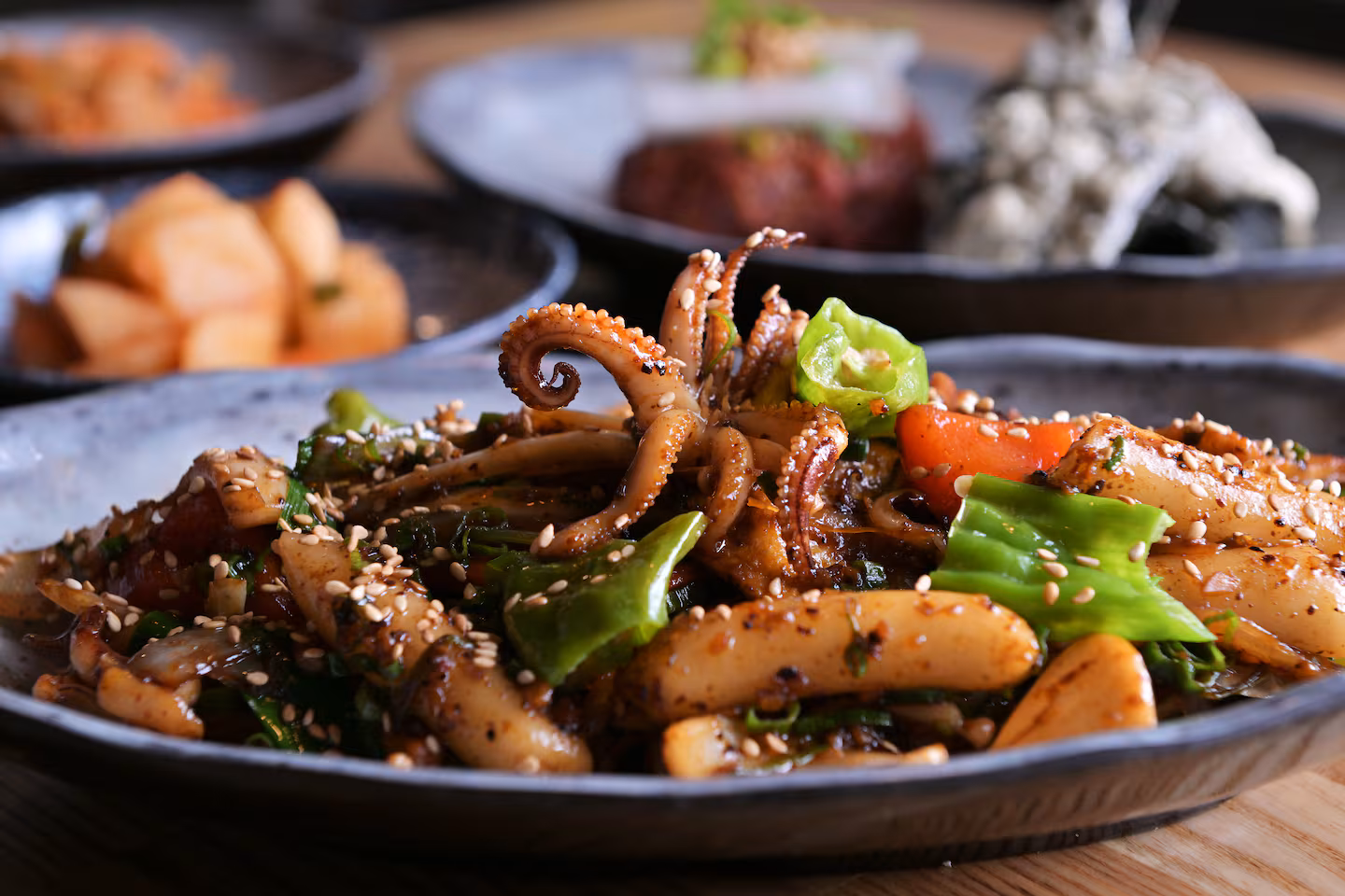 Somaek signature dishes K.F.C. (Korean Fried Chicken)Kimchi Fried RiceSpicy Rice Cakes (Tteokbokki)